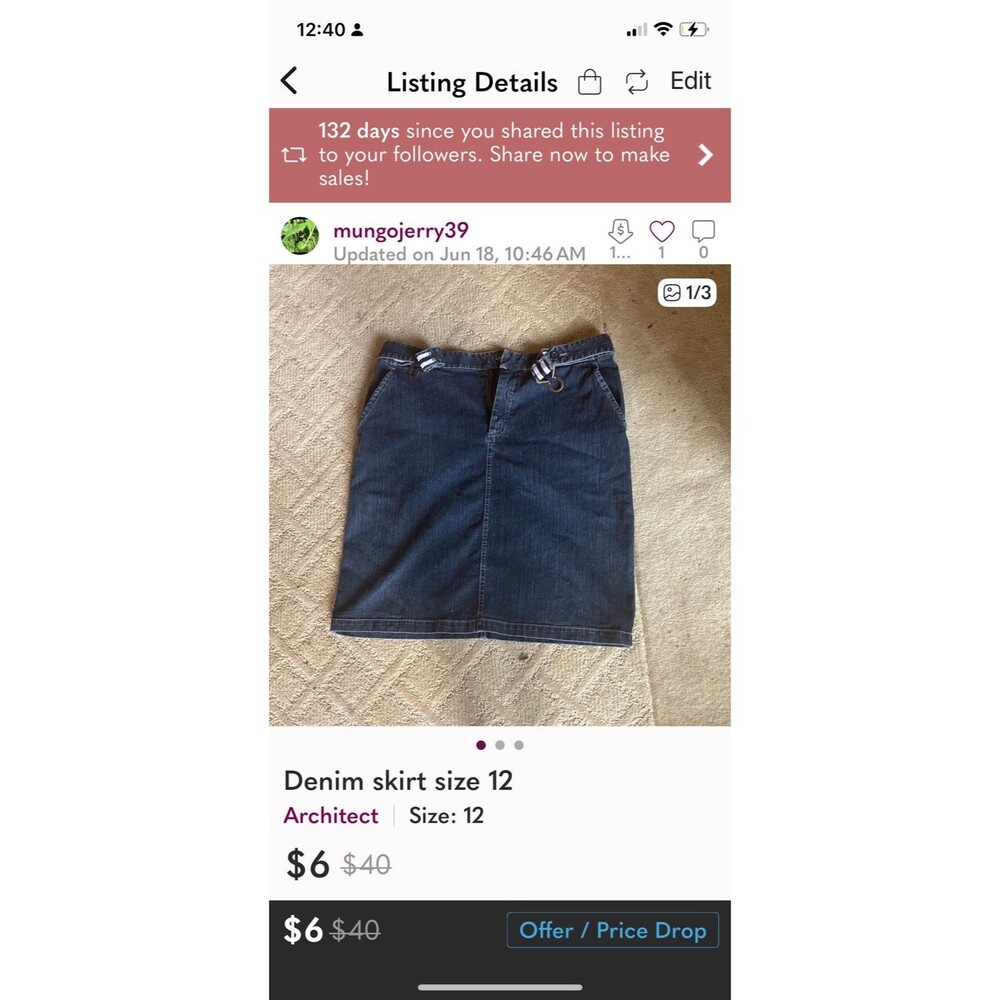 Denim skirt size 12